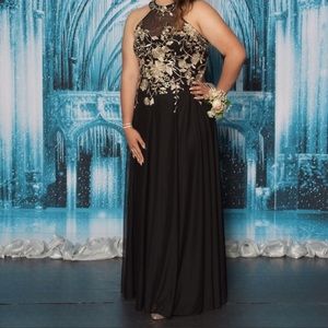 Black and Gold Prom Dress